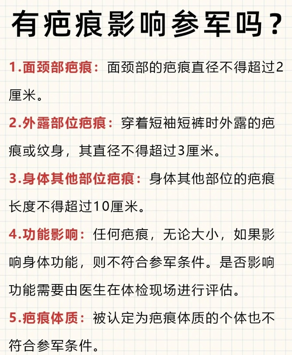 什么樣的疤痕不能當兵？深度解析征兵體檢標準中的疤痕要求，征兵體檢標準中的疤痕要求深度解析，哪些疤痕影響當兵資格？
