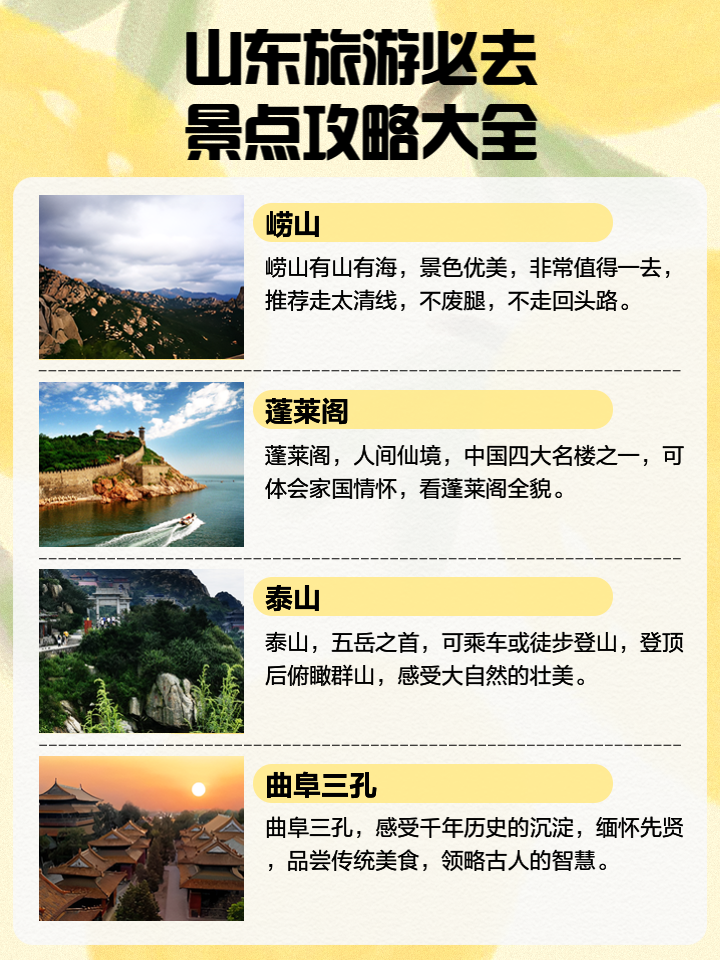 山東旅游景點一覽,美景盡收眼底,山東美景一覽,景點大全與盡收眼底之旅